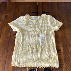 Women’s Small NWT SO yellow and white striped shirt.